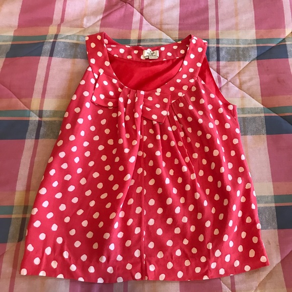kate spade Tops - Kate Spade Peach/Coral Polka Dot Bow Top